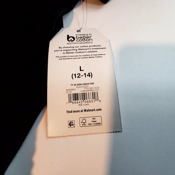 Time And Tru Size L Black Cotton Side Cinch T-Shirt Lightweight and breathable - Picture 4 of 11